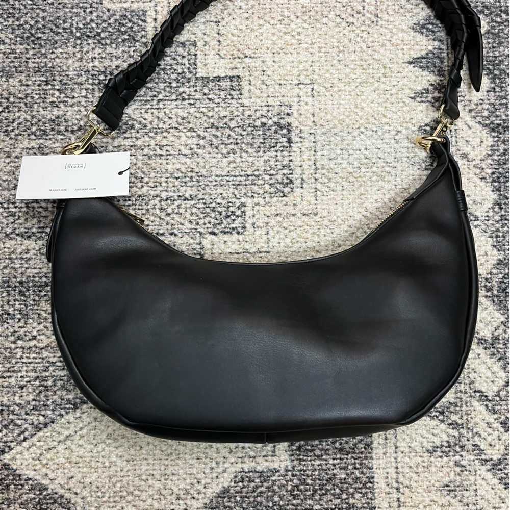 Jules Kae Zola Moon Hobo Shoulder Bag. NWT. Black Vegan Leather. Large #376 - Picture 8 of 13